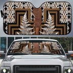 Wahaika New Zealand Auto Sun Shade Maori Weapon Kowhaiwhai Fern Poutama Motifs