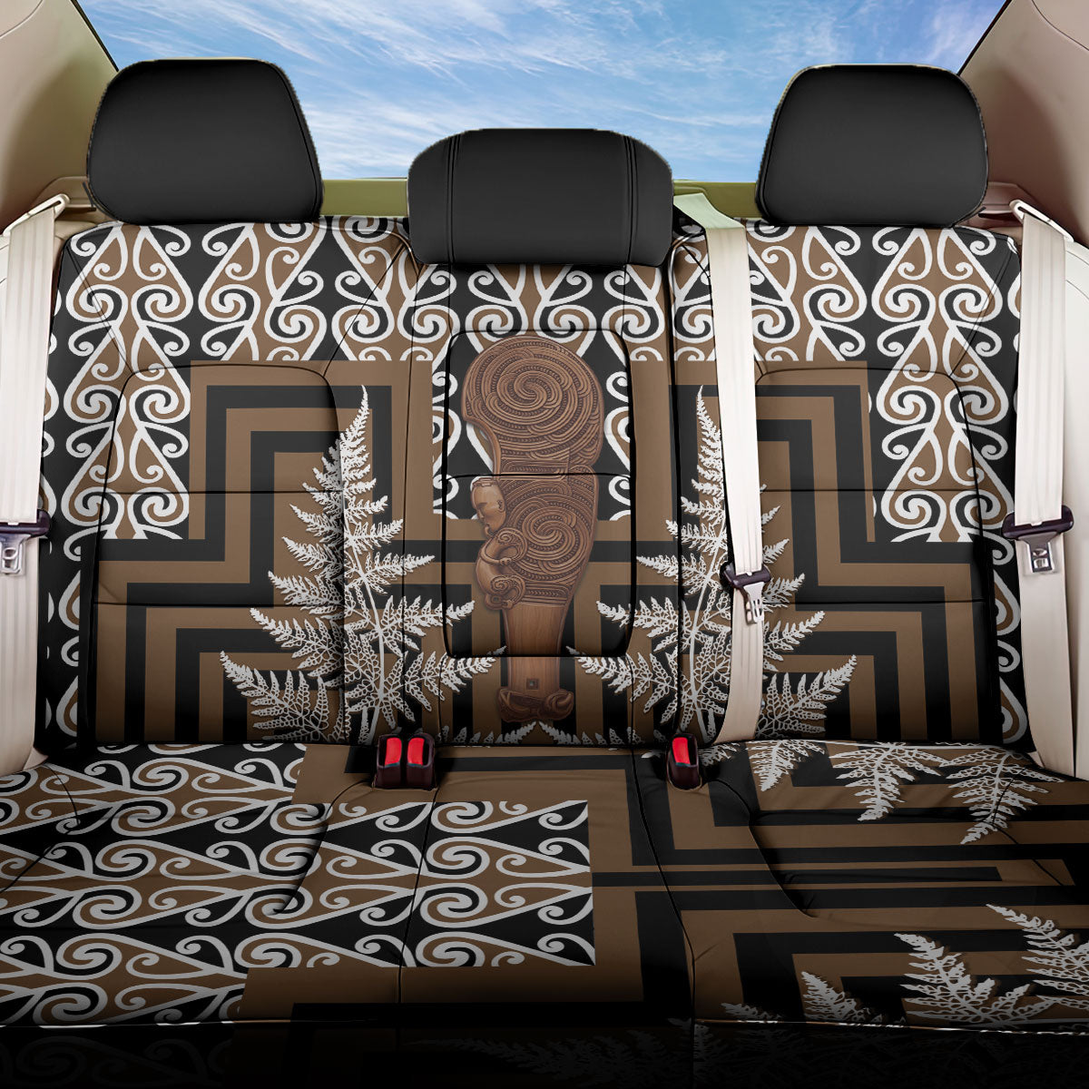 Wahaika New Zealand Back Car Seat Cover Maori Weapon Kowhaiwhai Fern Poutama Motifs