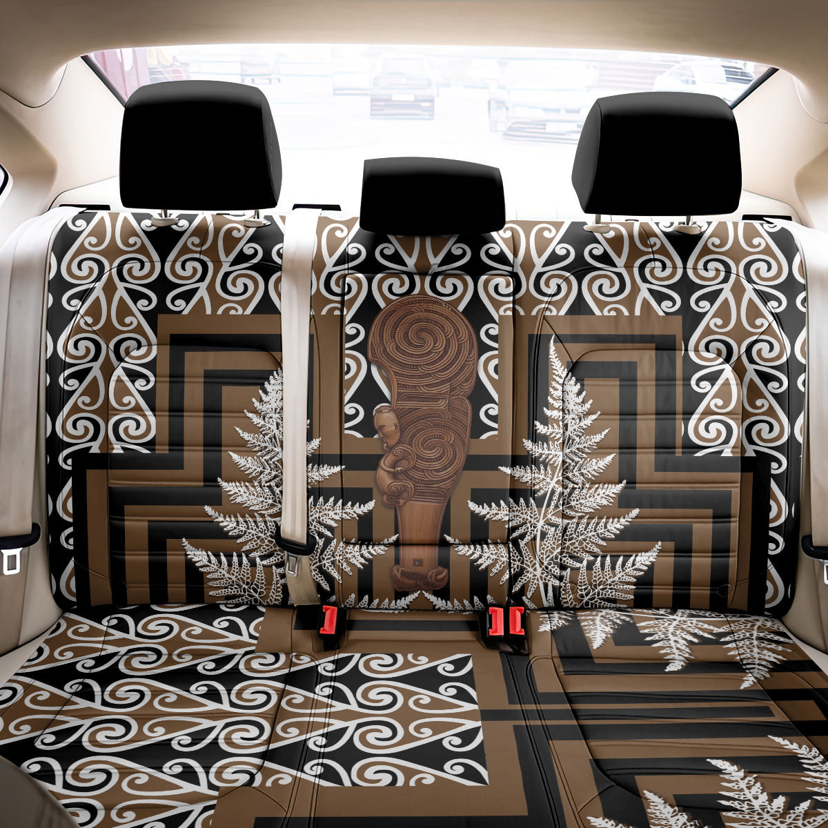 Wahaika New Zealand Back Car Seat Cover Maori Weapon Kowhaiwhai Fern Poutama Motifs
