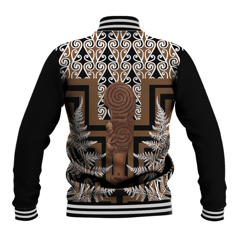 Wahaika New Zealand Baseball Jacket Maori Weapon Kowhaiwhai Fern Poutama Motifs