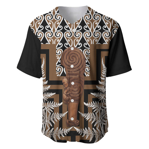 Wahaika New Zealand Baseball Jersey Maori Weapon Kowhaiwhai Fern Poutama Motifs
