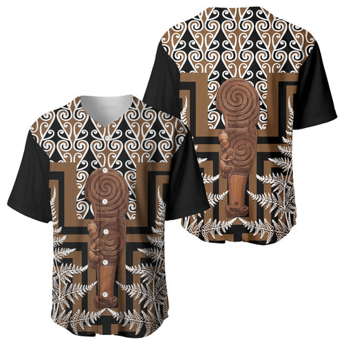Wahaika New Zealand Baseball Jersey Maori Weapon Kowhaiwhai Fern Poutama Motifs