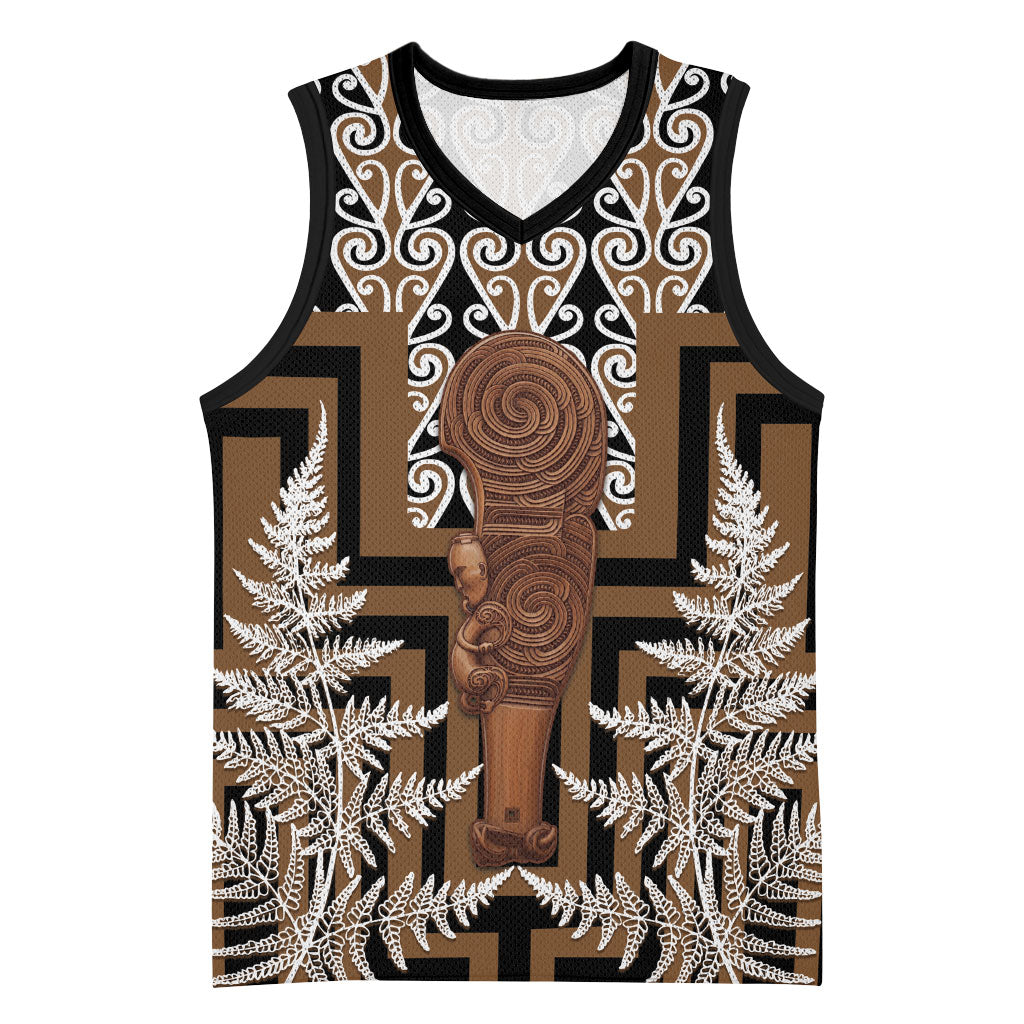 Wahaika New Zealand Basketball Jersey Maori Weapon Kowhaiwhai Fern Poutama Motifs