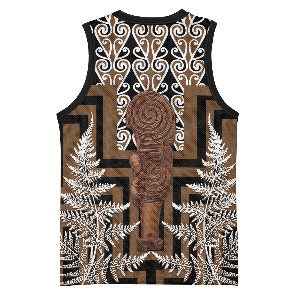 Wahaika New Zealand Basketball Jersey Maori Weapon Kowhaiwhai Fern Poutama Motifs