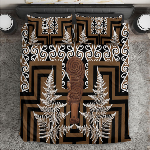 Wahaika New Zealand Bedding Set Maori Weapon Kowhaiwhai Fern Poutama Motifs