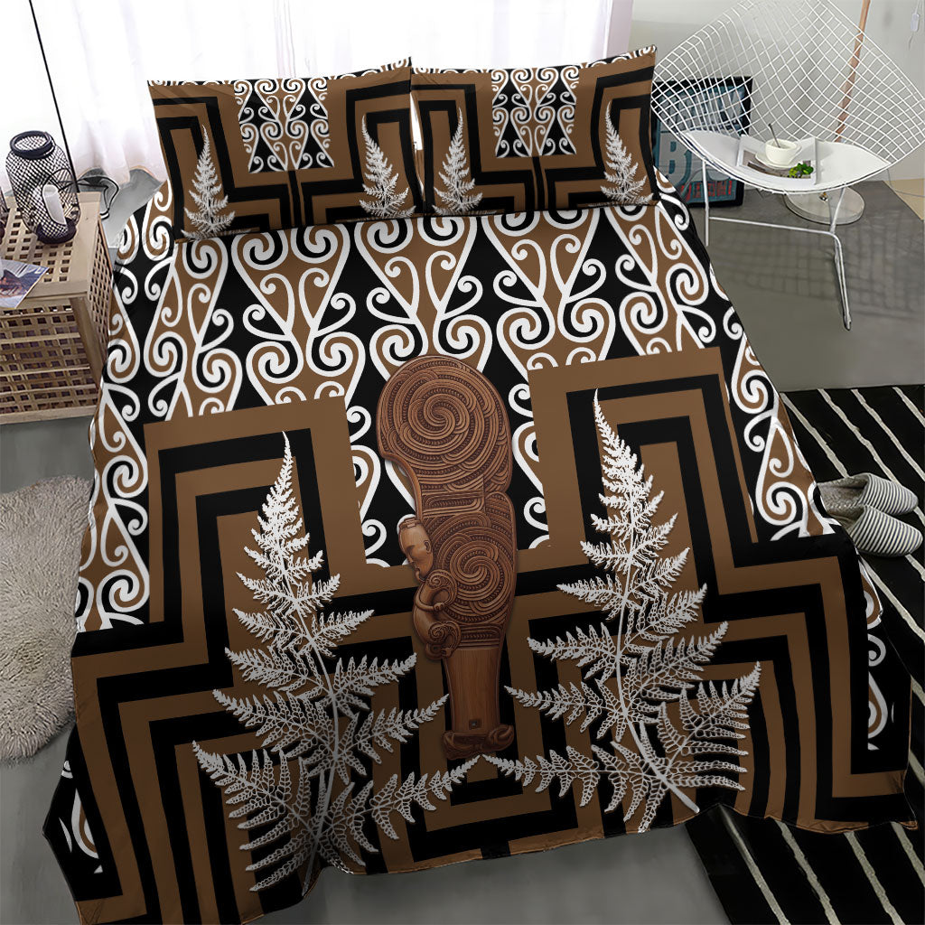 Wahaika New Zealand Bedding Set Maori Weapon Kowhaiwhai Fern Poutama Motifs