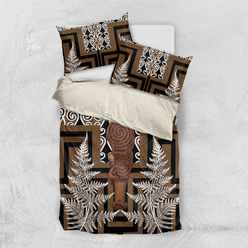 Wahaika New Zealand Bedding Set Maori Weapon Kowhaiwhai Fern Poutama Motifs