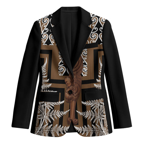 Wahaika New Zealand Blazer Maori Weapon Kowhaiwhai Fern Poutama Motifs