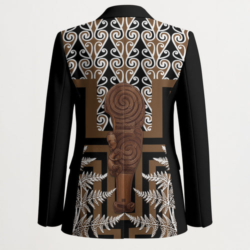 Wahaika New Zealand Blazer Maori Weapon Kowhaiwhai Fern Poutama Motifs