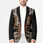 Wahaika New Zealand Blazer Maori Weapon Kowhaiwhai Fern Poutama Motifs