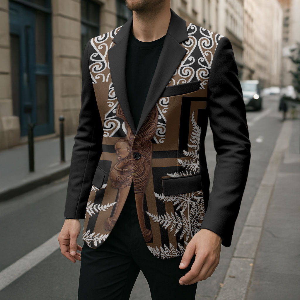 Wahaika New Zealand Blazer Maori Weapon Kowhaiwhai Fern Poutama Motifs