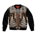 Wahaika New Zealand Bomber Jacket Maori Weapon Kowhaiwhai Fern Poutama Motifs