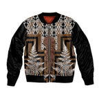 Wahaika New Zealand Bomber Jacket Maori Weapon Kowhaiwhai Fern Poutama Motifs