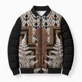 Wahaika New Zealand Bomber Puffer Jacket Maori Weapon Kowhaiwhai Fern Poutama Motifs