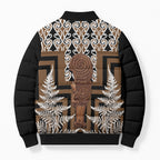 Wahaika New Zealand Bomber Puffer Jacket Maori Weapon Kowhaiwhai Fern Poutama Motifs