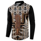 Wahaika New Zealand Button Sweatshirt Maori Weapon Kowhaiwhai Fern Poutama Motifs
