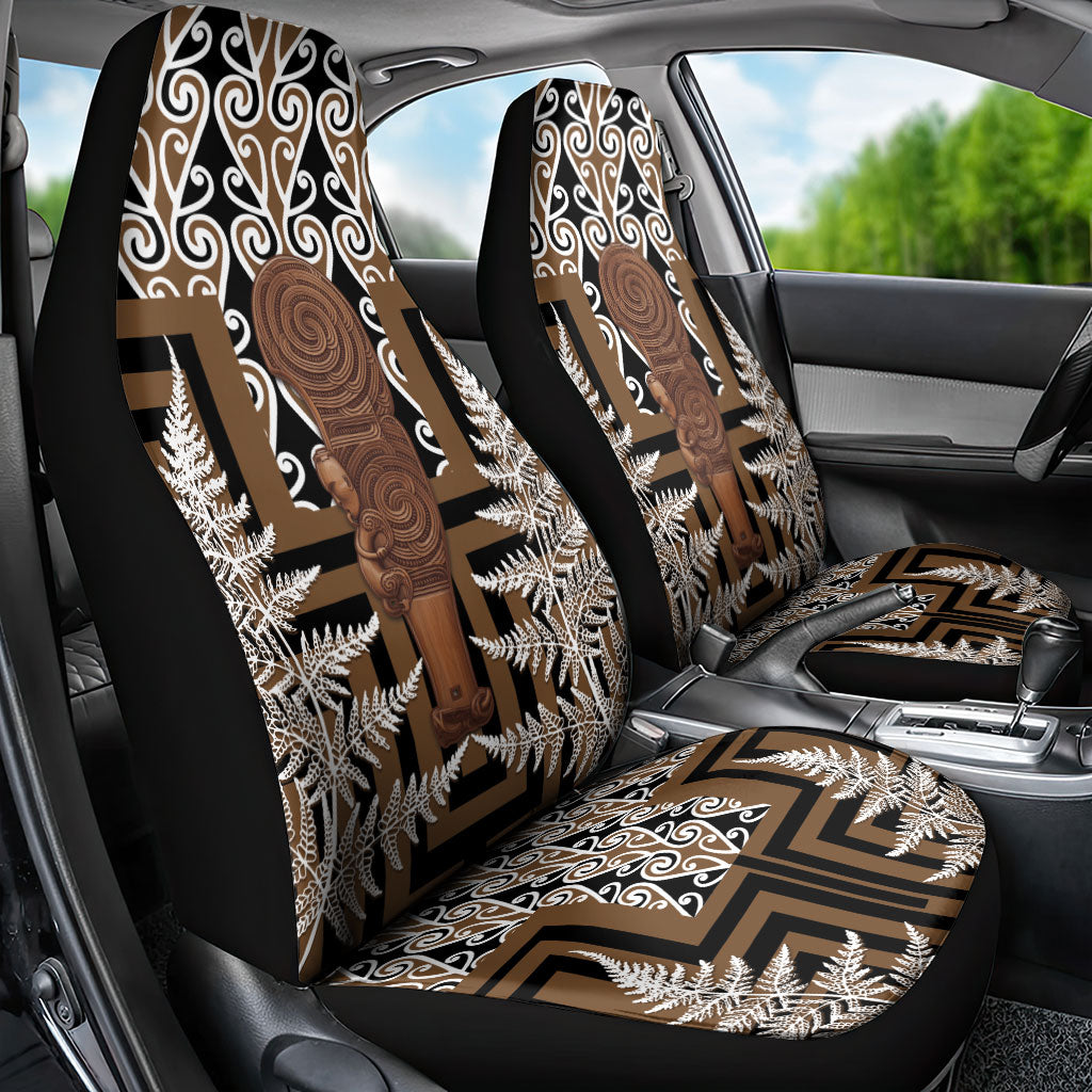 Wahaika New Zealand Car Seat Cover Maori Weapon Kowhaiwhai Fern Poutama Motifs