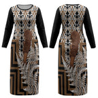 Wahaika New Zealand Couples Matching Long Sleeve Bodycon Dress and Hawaiian Shirt Maori Weapon Kowhaiwhai Fern Poutama Motifs LT14