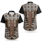Wahaika New Zealand Couples Matching Off Shoulder Short Dress and Hawaiian Shirt Maori Weapon Kowhaiwhai Fern Poutama Motifs LT14