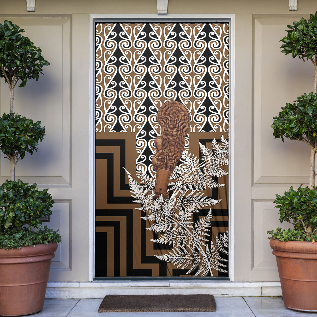Wahaika New Zealand Door Cover Maori Weapon Kowhaiwhai Fern Poutama Motifs