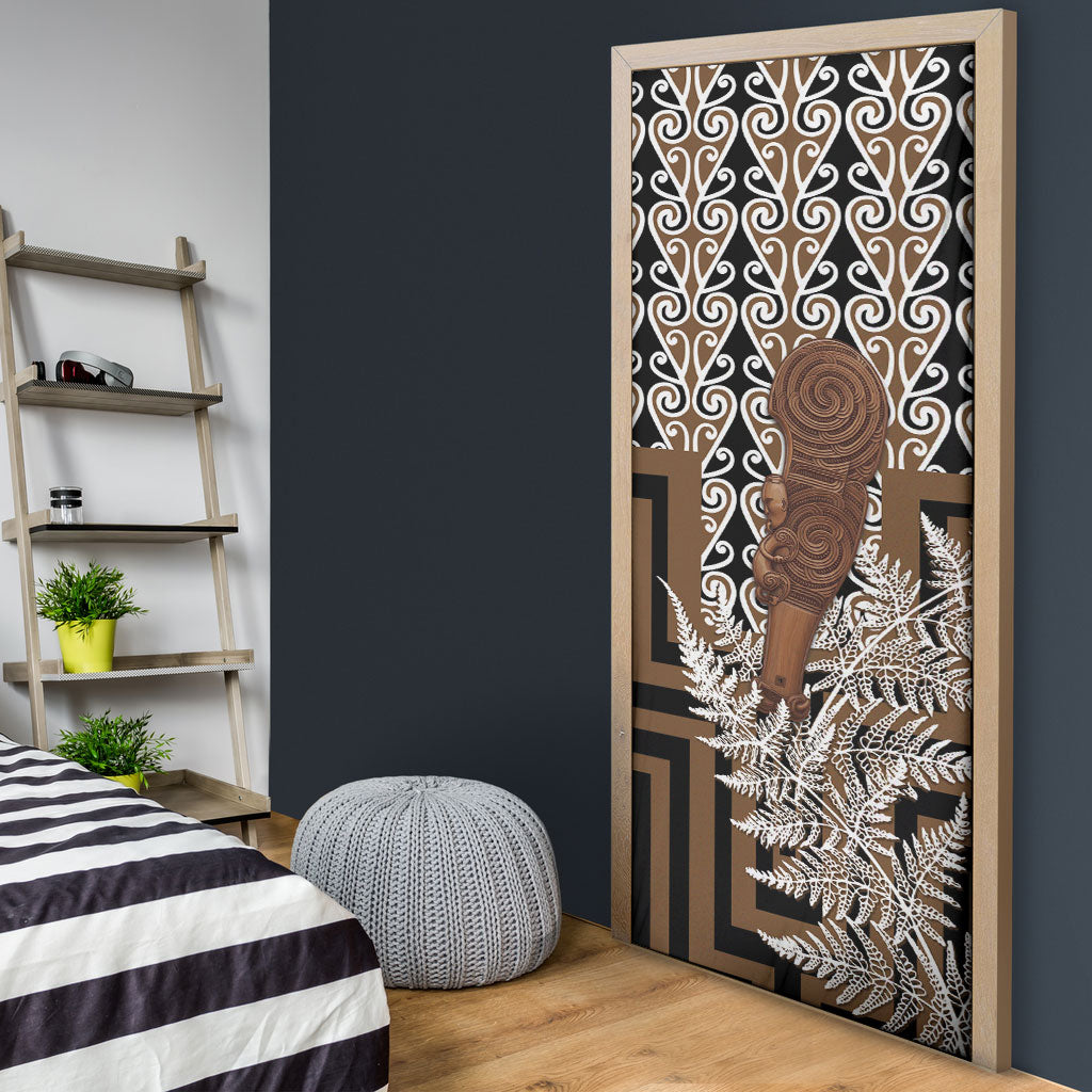 Wahaika New Zealand Door Cover Maori Weapon Kowhaiwhai Fern Poutama Motifs