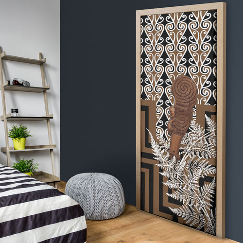 Wahaika New Zealand Door Cover Maori Weapon Kowhaiwhai Fern Poutama Motifs
