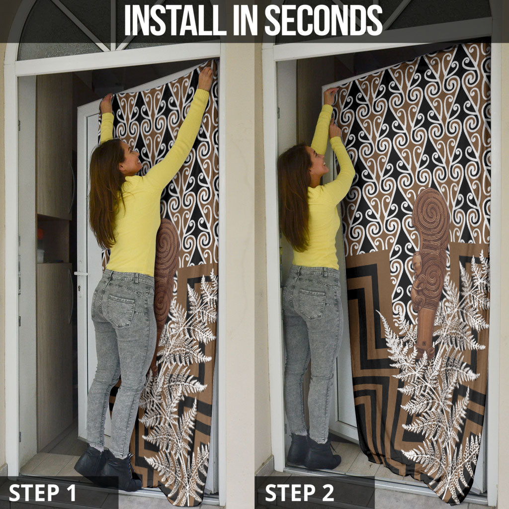 Wahaika New Zealand Door Cover Maori Weapon Kowhaiwhai Fern Poutama Motifs