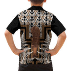 Wahaika New Zealand Family Matching Long Sleeve Bodycon Dress and Hawaiian Shirt Maori Weapon Kowhaiwhai Fern Poutama Motifs