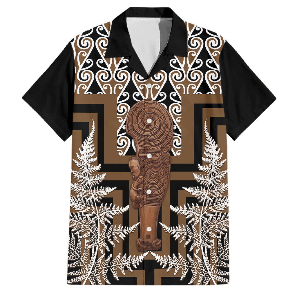 Wahaika New Zealand Family Matching Long Sleeve Bodycon Dress and Hawaiian Shirt Maori Weapon Kowhaiwhai Fern Poutama Motifs