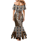 Wahaika New Zealand Family Matching Mermaid Dress and Hawaiian Shirt Maori Weapon Kowhaiwhai Fern Poutama Motifs