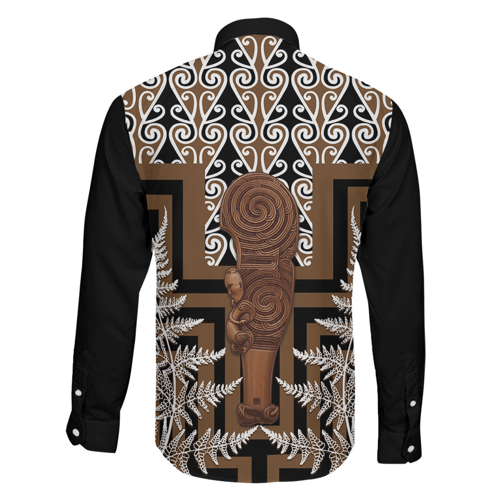 Wahaika New Zealand Family Matching Off The Shoulder Long Sleeve Dress and Hawaiian Shirt Maori Weapon Kowhaiwhai Fern Poutama Motifs