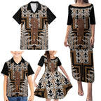 Wahaika New Zealand Family Matching Puletasi and Hawaiian Shirt Maori Weapon Kowhaiwhai Fern Poutama Motifs