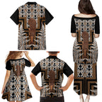 Wahaika New Zealand Family Matching Puletasi and Hawaiian Shirt Maori Weapon Kowhaiwhai Fern Poutama Motifs