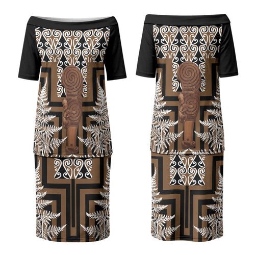 Wahaika New Zealand Family Matching Puletasi and Hawaiian Shirt Maori Weapon Kowhaiwhai Fern Poutama Motifs