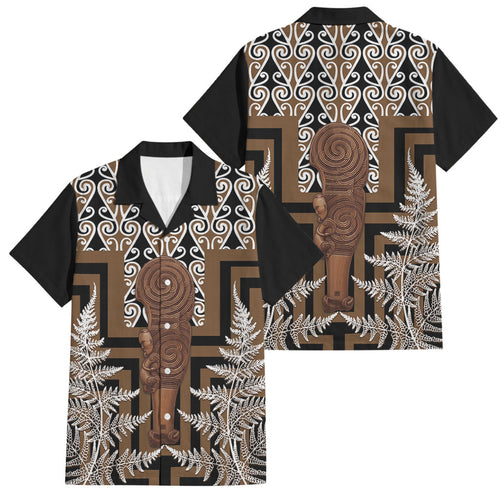 Wahaika New Zealand Family Matching Summer Maxi Dress and Hawaiian Shirt Maori Weapon Kowhaiwhai Fern Poutama Motifs