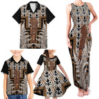 Wahaika New Zealand Family Matching Tank Maxi Dress and Hawaiian Shirt Maori Weapon Kowhaiwhai Fern Poutama Motifs