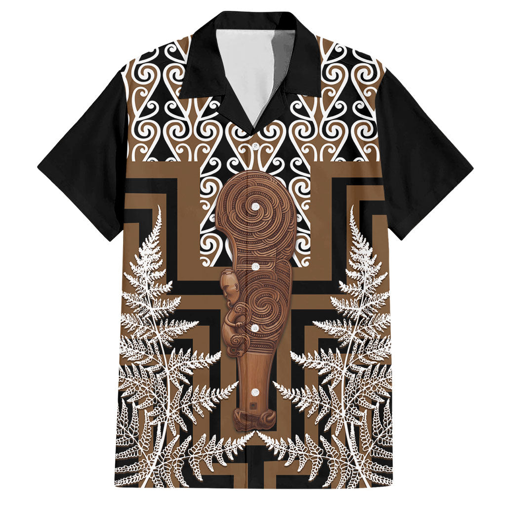 Wahaika New Zealand Hawaiian Shirt Maori Weapon Kowhaiwhai Fern Poutama Motifs