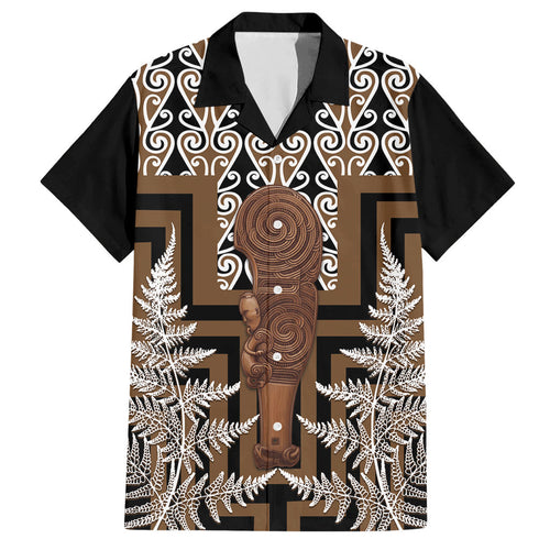 Wahaika New Zealand Hawaiian Shirt Maori Weapon Kowhaiwhai Fern Poutama Motifs