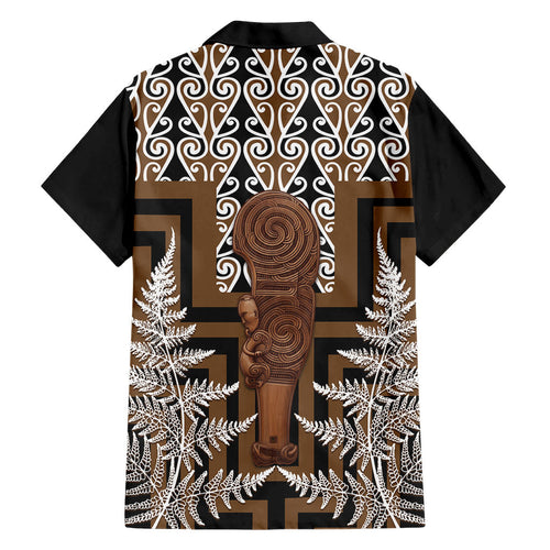 Wahaika New Zealand Hawaiian Shirt Maori Weapon Kowhaiwhai Fern Poutama Motifs