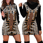 Wahaika New Zealand Hoodie Dress Maori Weapon Kowhaiwhai Fern Poutama Motifs