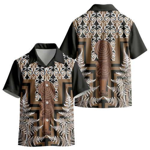 Wahaika New Zealand Kid Hawaiian Shirt Maori Weapon Kowhaiwhai Fern Poutama Motifs LT14