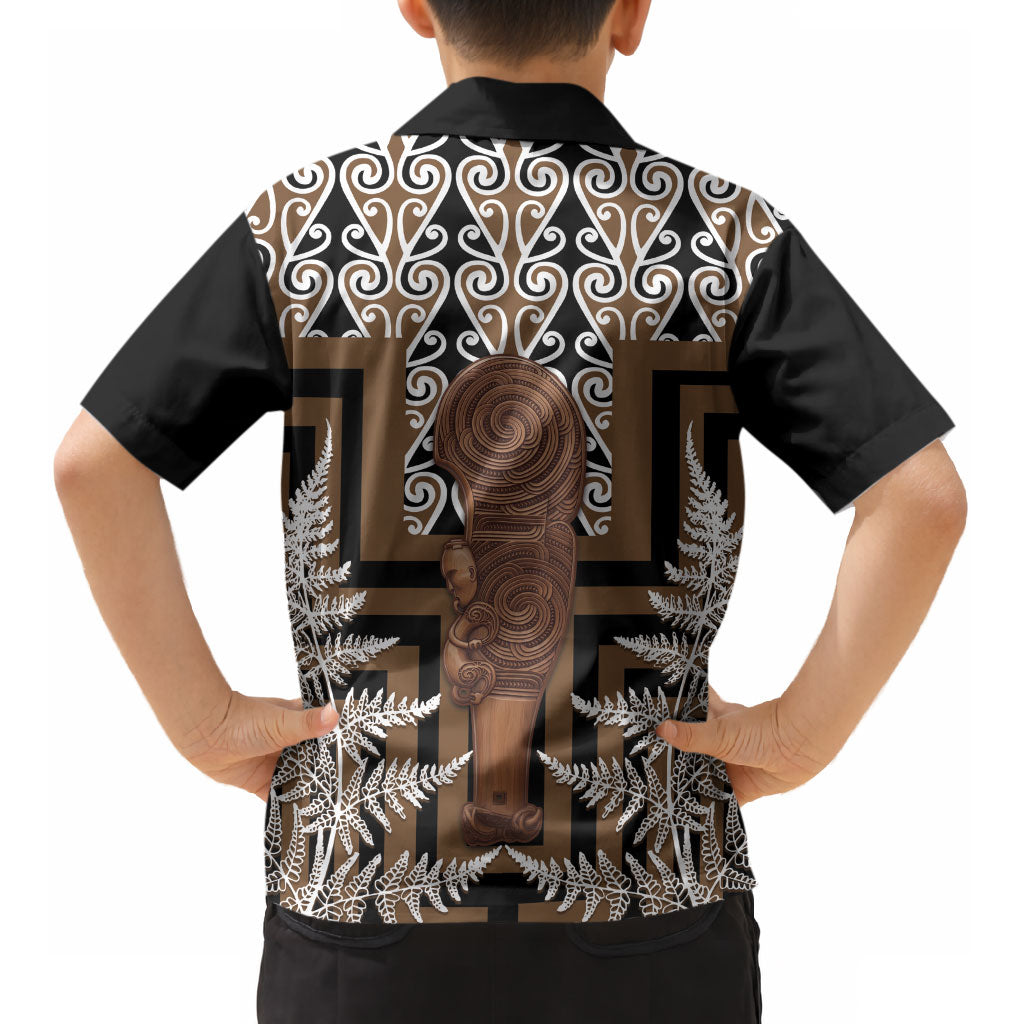 Wahaika New Zealand Kid Hawaiian Shirt Maori Weapon Kowhaiwhai Fern Poutama Motifs LT14