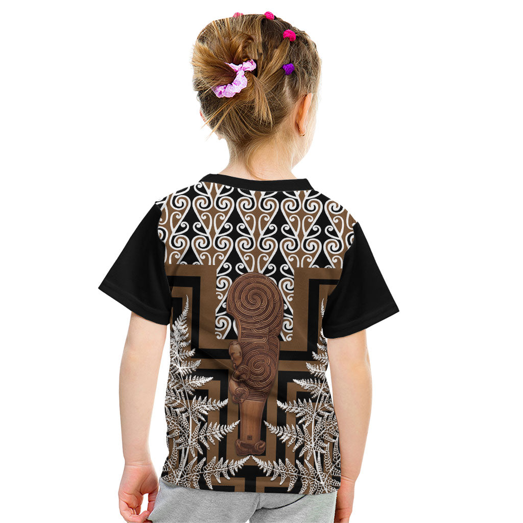 Wahaika New Zealand Kid T Shirt Maori Weapon Kowhaiwhai Fern Poutama Motifs