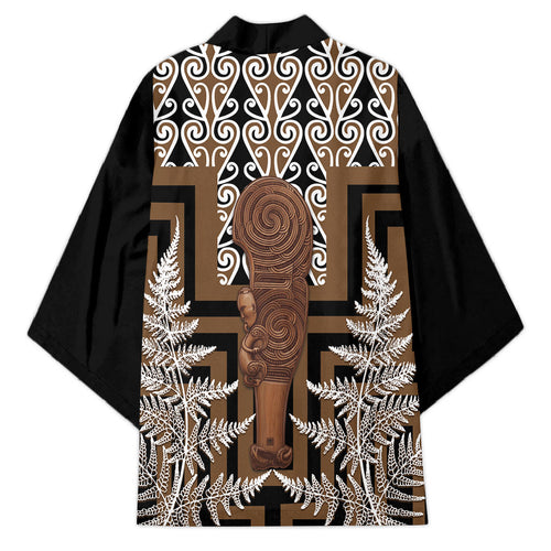 Wahaika New Zealand Kimono Maori Weapon Kowhaiwhai Fern Poutama Motifs