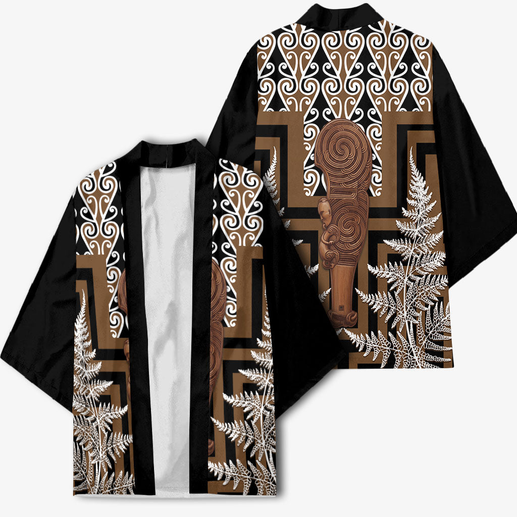 Wahaika New Zealand Kimono Maori Weapon Kowhaiwhai Fern Poutama Motifs