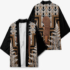 Wahaika New Zealand Kimono Maori Weapon Kowhaiwhai Fern Poutama Motifs
