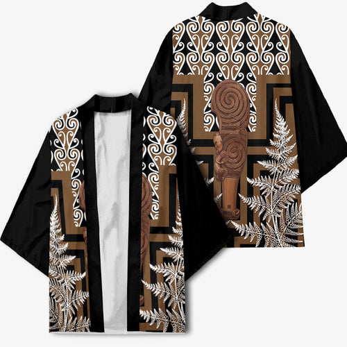 Wahaika New Zealand Kimono Maori Weapon Kowhaiwhai Fern Poutama Motifs