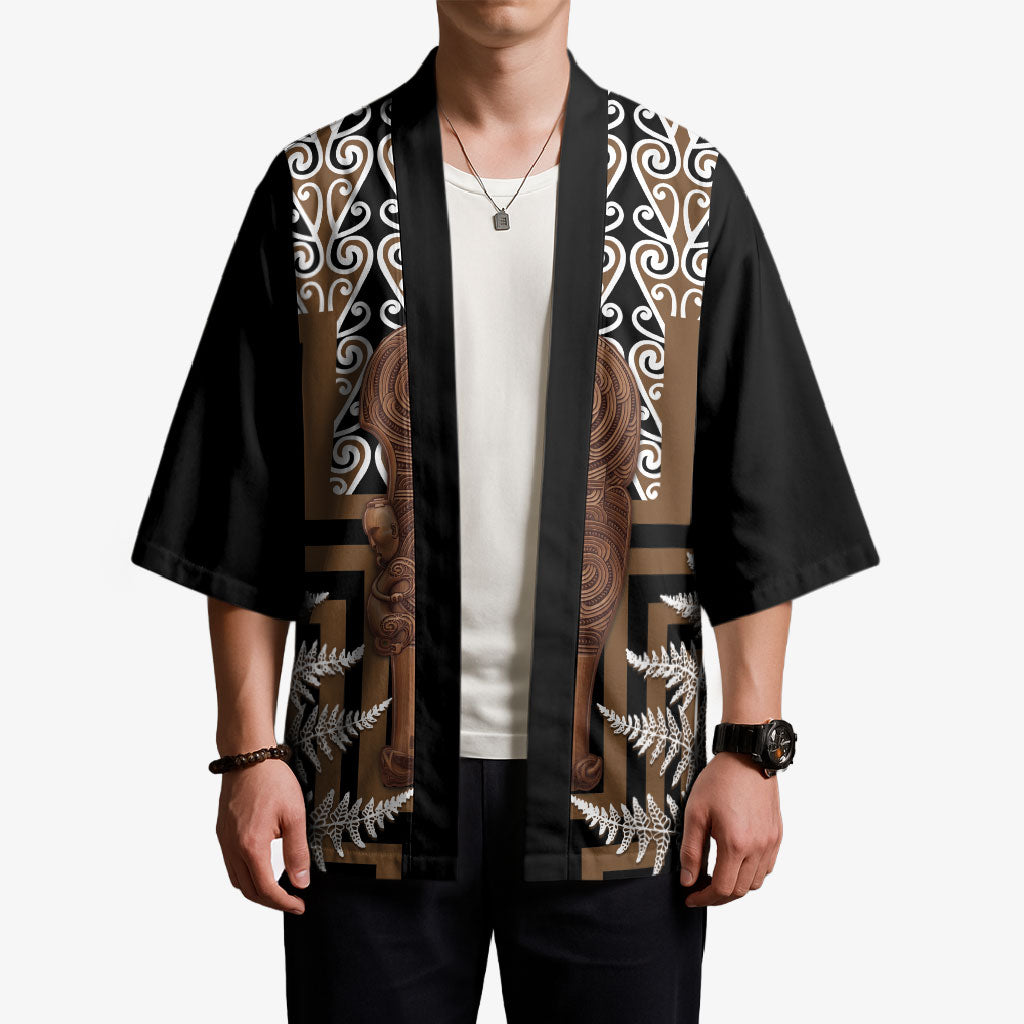 Wahaika New Zealand Kimono Maori Weapon Kowhaiwhai Fern Poutama Motifs
