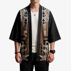 Wahaika New Zealand Kimono Maori Weapon Kowhaiwhai Fern Poutama Motifs