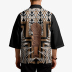 Wahaika New Zealand Kimono Maori Weapon Kowhaiwhai Fern Poutama Motifs